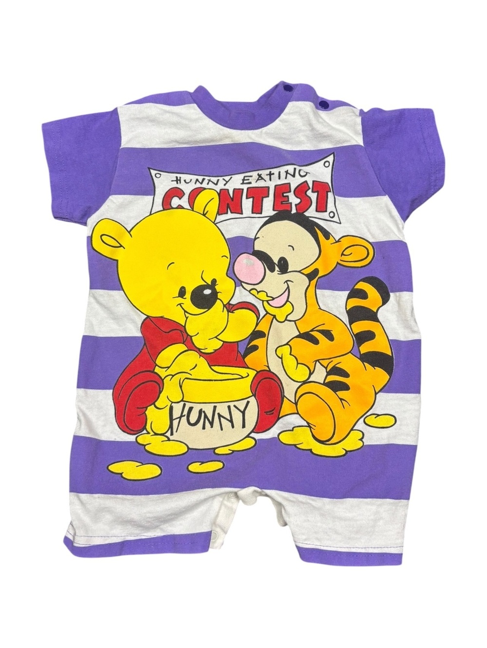 Disney Winnie the Pooh & Tigger Hunny Eating Contest 90s Baby Romper